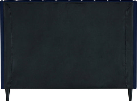 Minimalist Navy Velvet Queen Bed Q