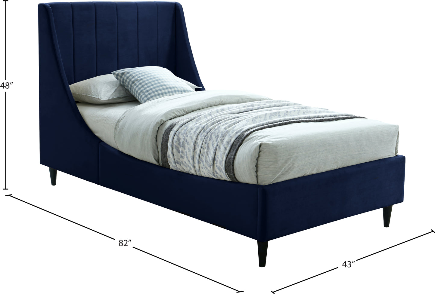 minimalist navy velvet twin bed t