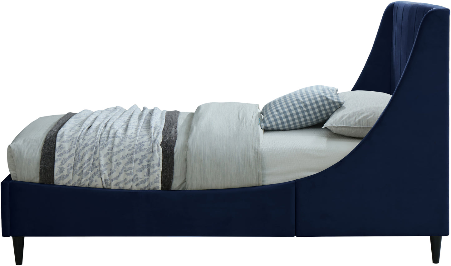 minimalist navy velvet twin bed t