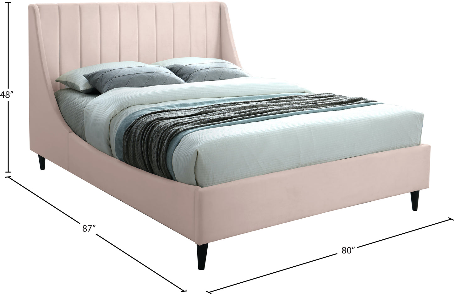 minimalist pink velvet king bed k