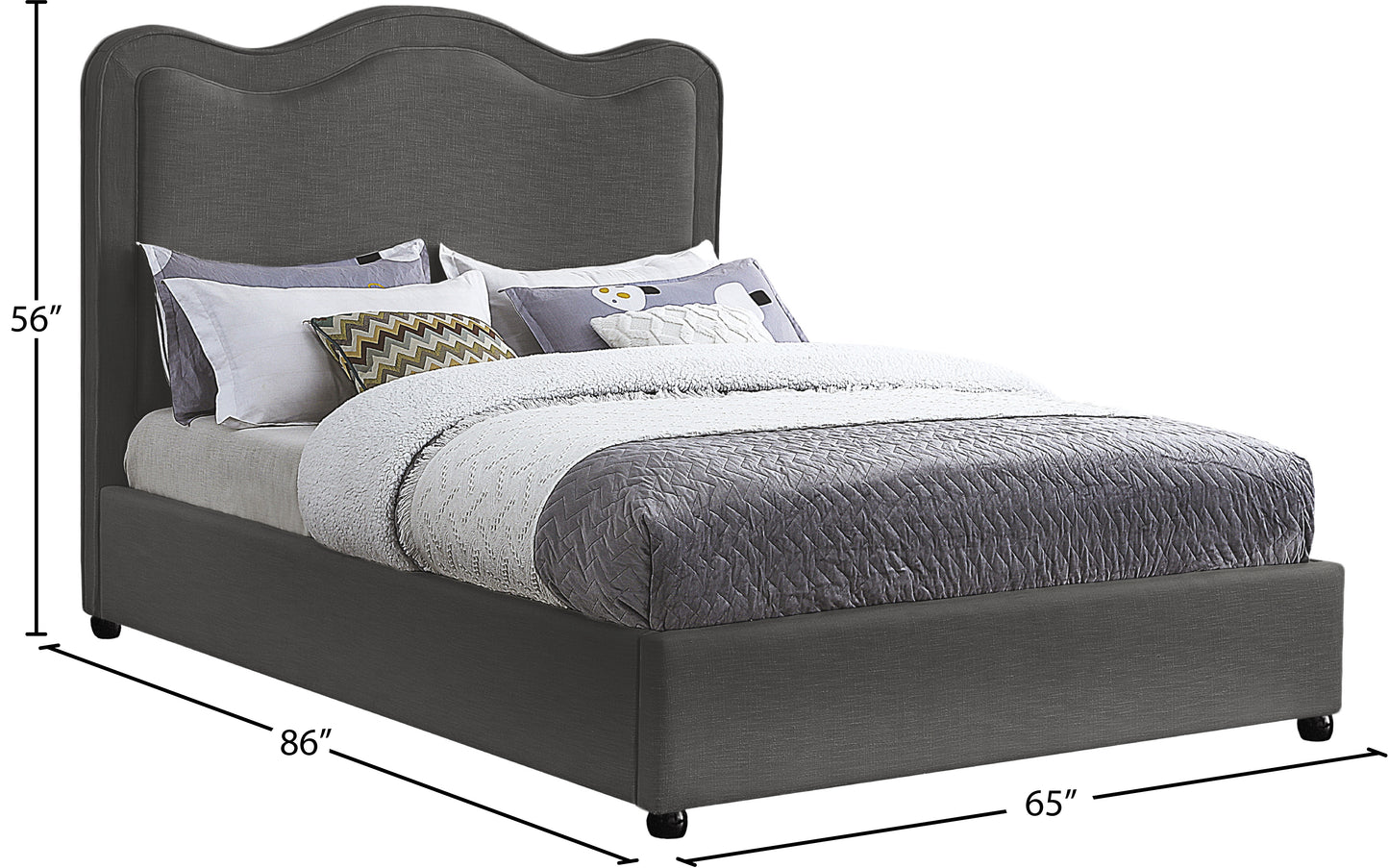 clover grey linen textured fabric king bed k