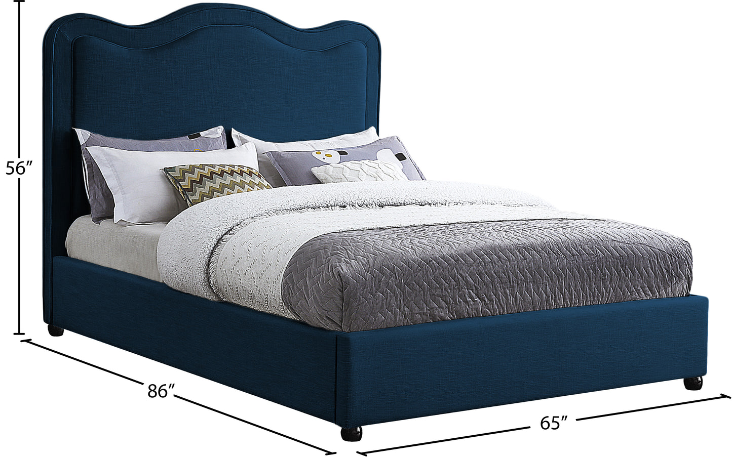 clover navy linen textured fabric king bed k