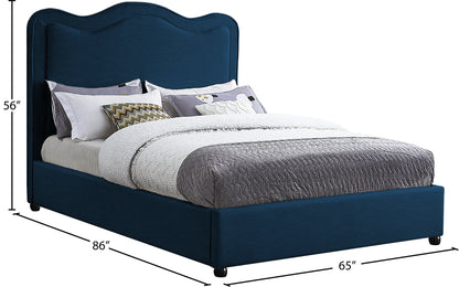 Clover Navy Linen Textured Fabric King Bed K