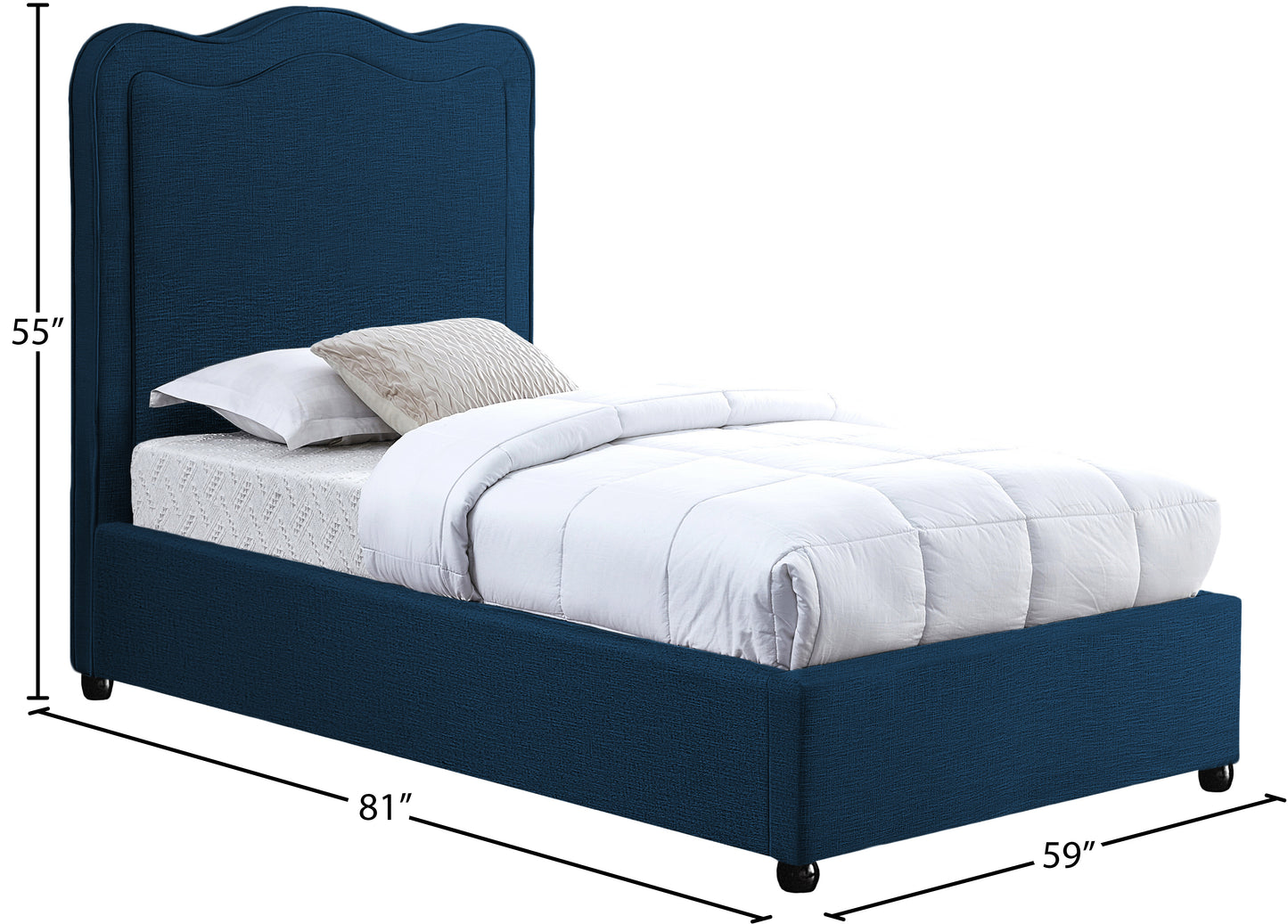 clover navy linen textured fabric twin bed t