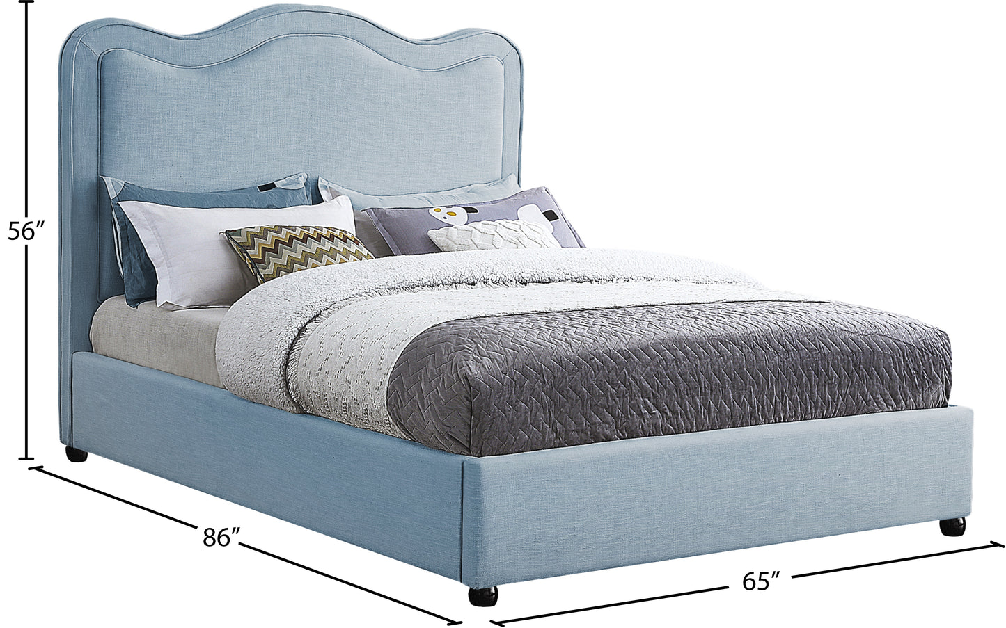 clover light blue linen textured fabric king bed k