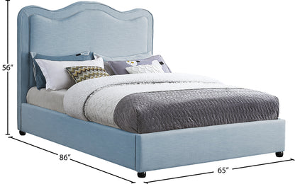 Clover Light Blue Linen Textured Fabric King Bed K