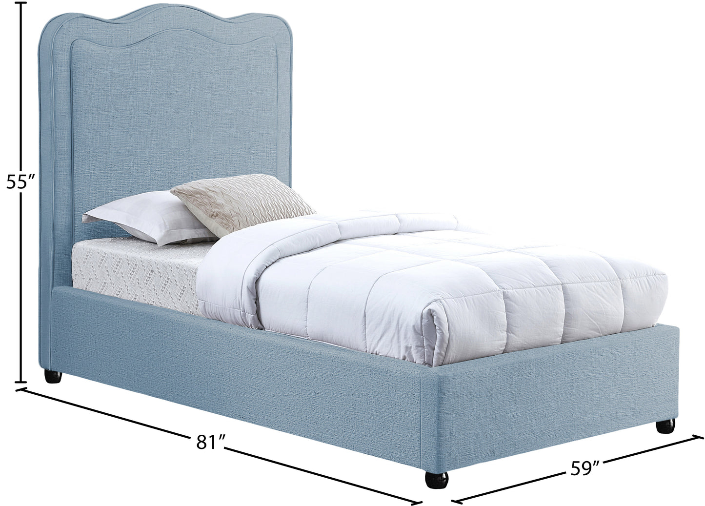 clover light blue linen textured fabric twin bed t