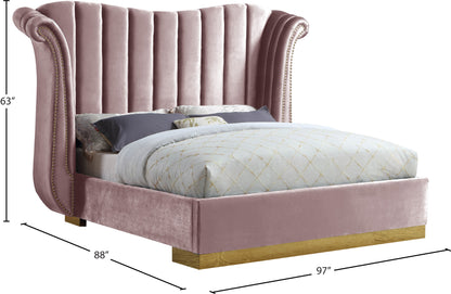 Daisy Pink Velvet King Bed (3 Boxes) K