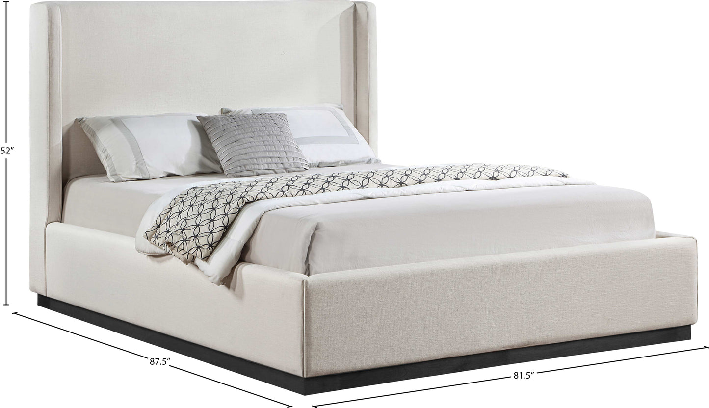 clarion beige linen textured fabric king bed k