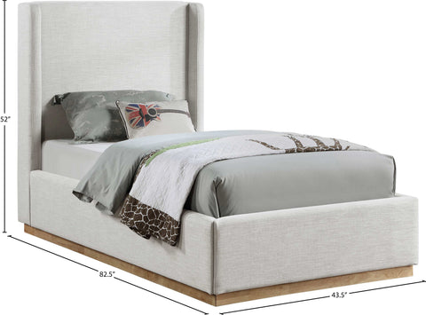 Clarion Cream Linen Textured Fabric Twin Bed T
