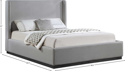 Clarion Grey Linen Textured Fabric Full Bed F