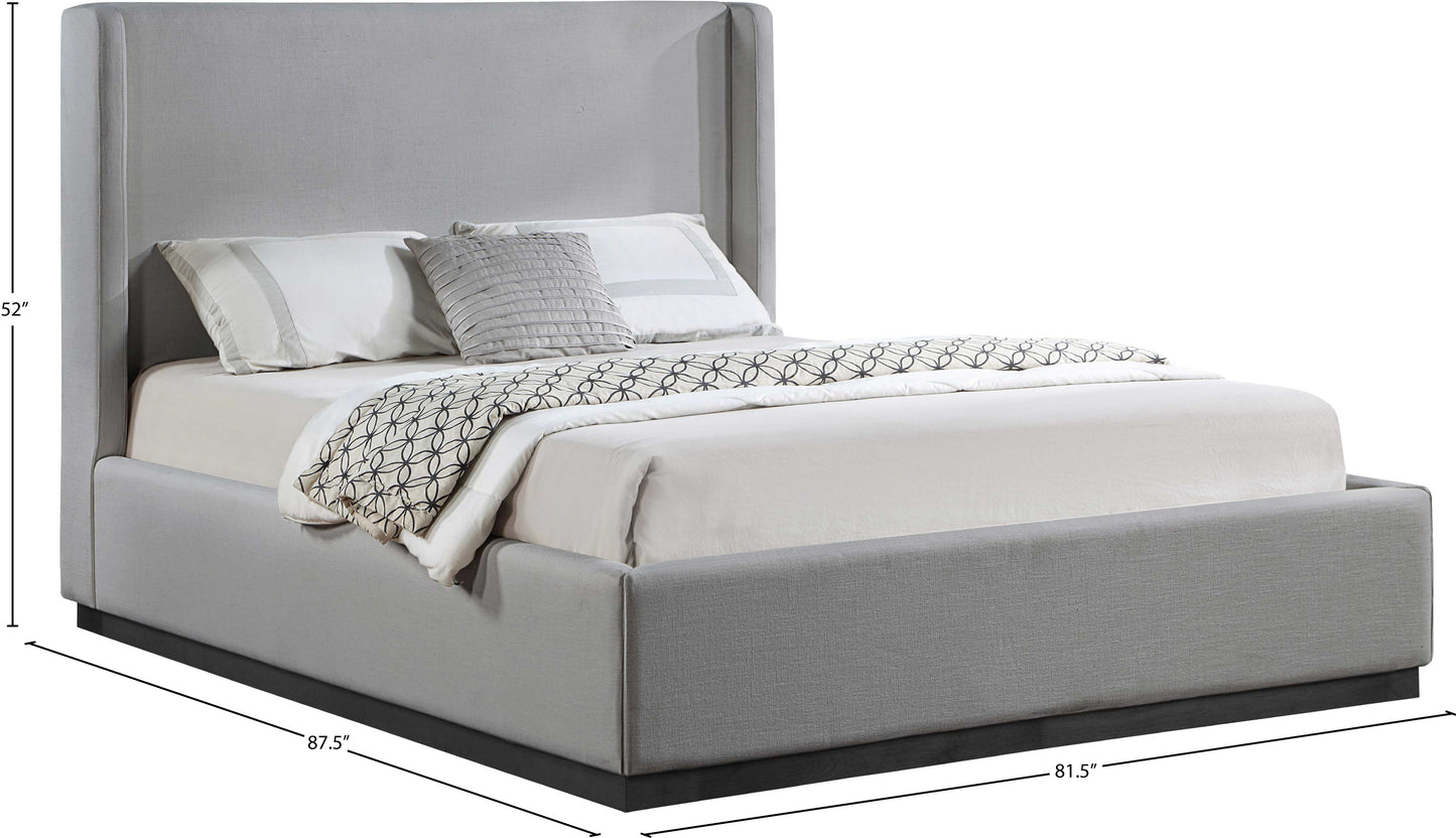 clarion grey linen textured fabric king bed k