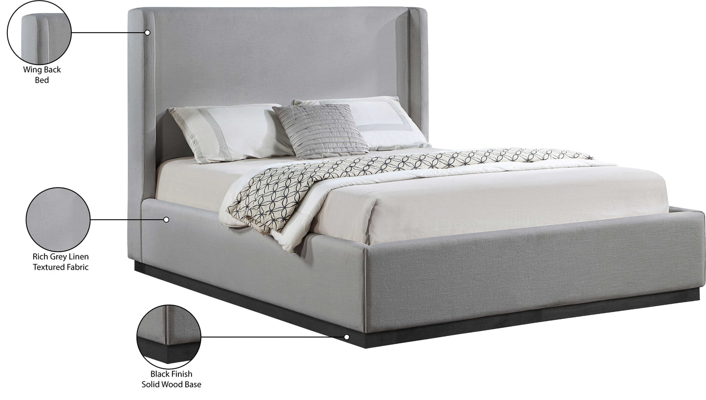 clarion grey linen textured fabric king bed k