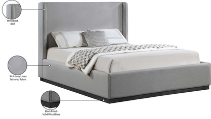 Clarion Grey Linen Textured Fabric King Bed K