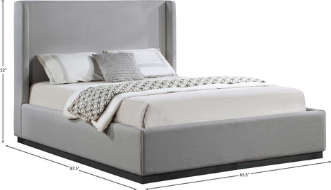 Clarion Grey Linen Textured Fabric Queen Bed Q