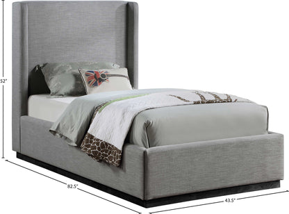 Clarion Grey Linen Textured Fabric Twin Bed T