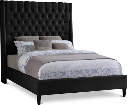 Amara Black Velvet Upholstered Full Bed, 1 Piece (Style 2)