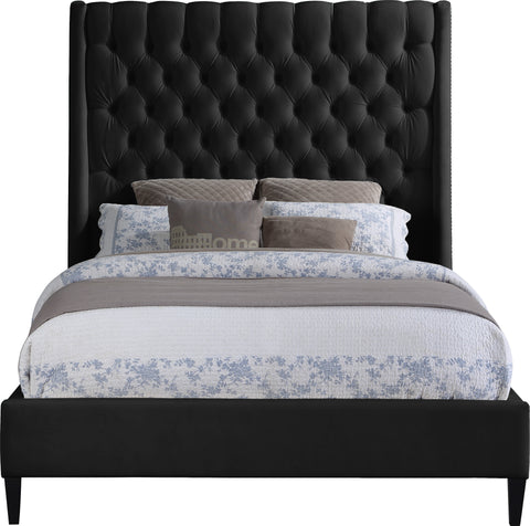 Amara Black Velvet Upholstered Full Bed, 1 Piece (Style 2)