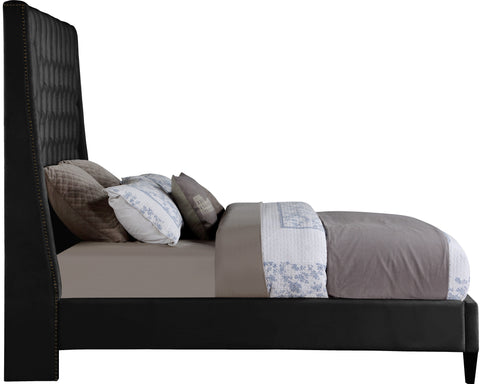 Amara Black Velvet Upholstered Full Bed, 1 Piece (Style 2)