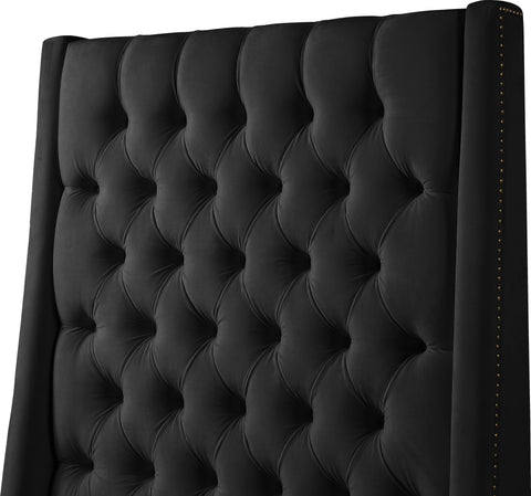 Amara Black Velvet Upholstered Full Bed, 1 Piece (Style 2)