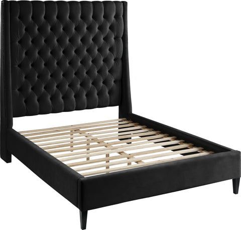 Amara Black Velvet Upholstered Full Bed, 1 Piece (Style 2)