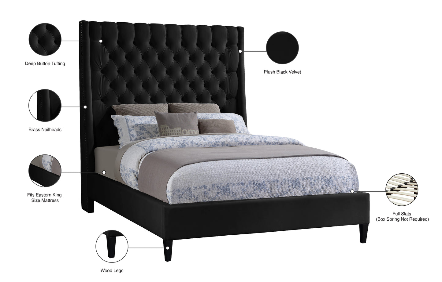 niagara black velvet king bed k