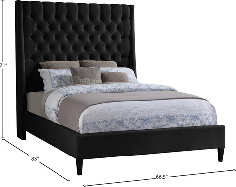 Amara Black Velvet Upholstered Queen Bed, 1 Piece (Style 2)