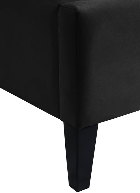 Amara Black Velvet Upholstered Queen Bed, 1 Piece (Style 2)