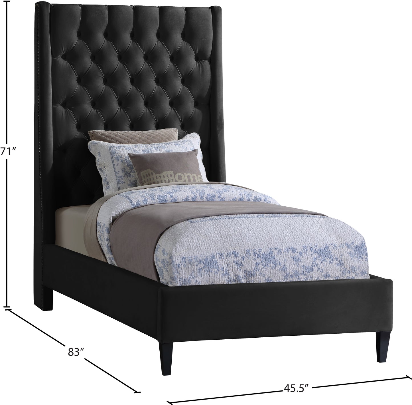 niagara black velvet twin bed t