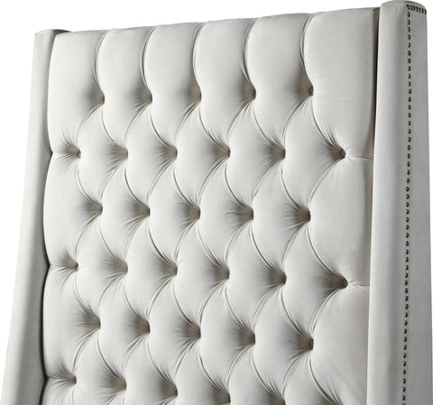Amara Cream Velvet Upholstered Full Bed, 1 Piece (Style 2)