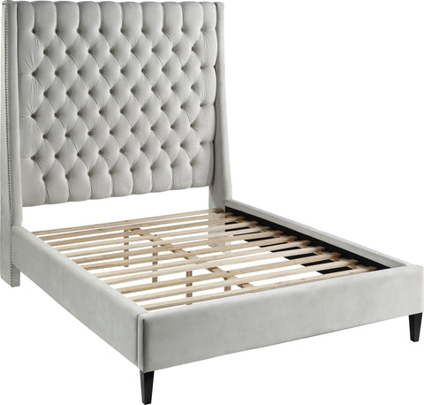Amara Cream Velvet Upholstered Full Bed, 1 Piece (Style 2)