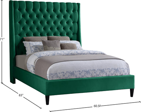 Amara Green Velvet Upholstered Full Bed, 1 Piece (Style 2)