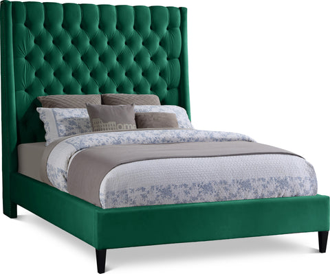 Amara Green Velvet Upholstered Full Bed, 1 Piece (Style 2)