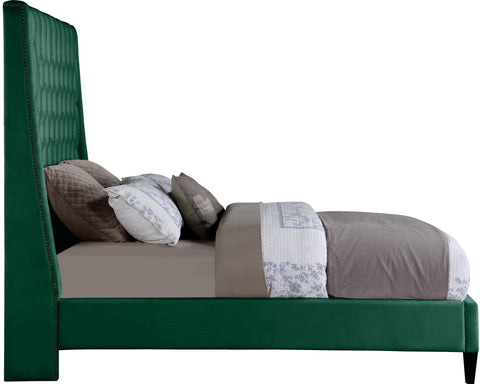 Amara Green Velvet Upholstered Full Bed, 1 Piece (Style 2)