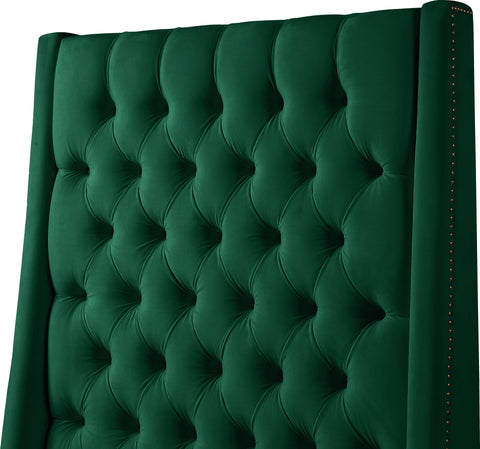 Amara Green Velvet Upholstered Full Bed, 1 Piece (Style 2)