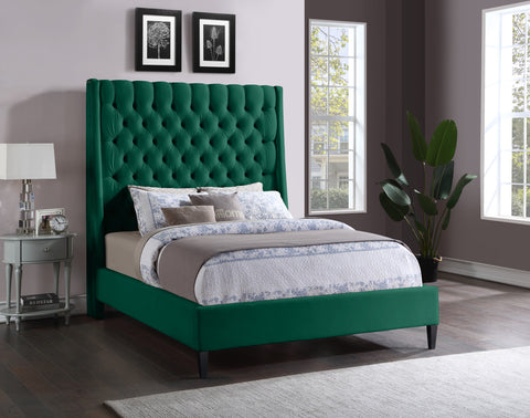 Amara Green Velvet Upholstered King Bed, 1 Piece (Style 2)