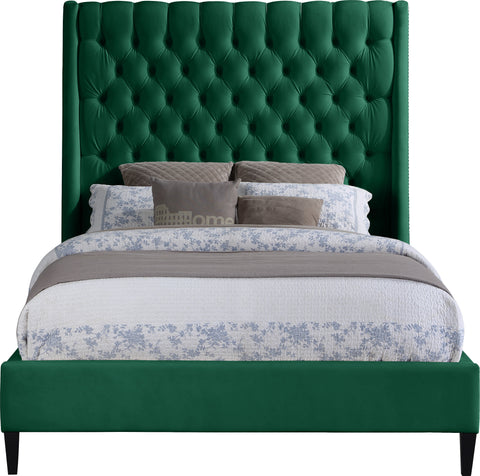 Amara Green Velvet Upholstered King Bed, 1 Piece (Style 2)