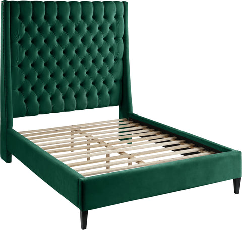 Amara Green Velvet Upholstered King Bed, 1 Piece (Style 2)