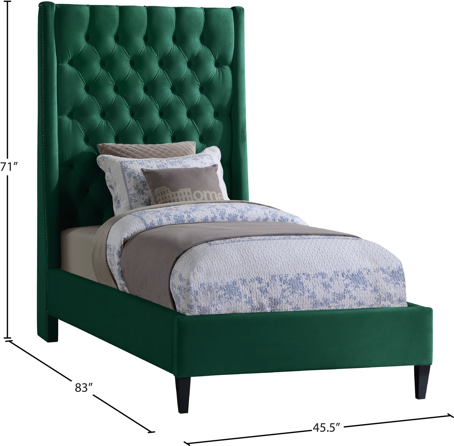 niagara green velvet twin bed t