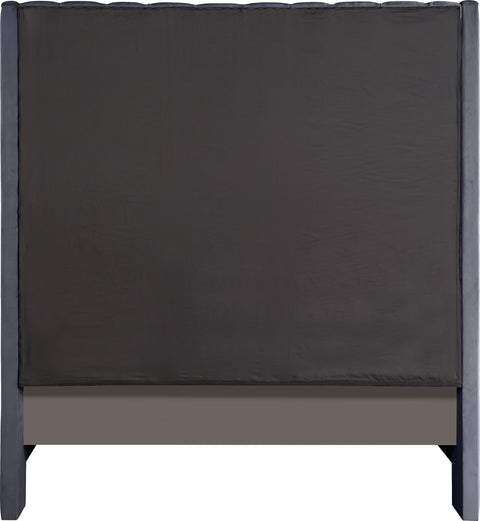 Amara Grey Velvet Upholstered Full Bed, 1 Piece (Style 2)