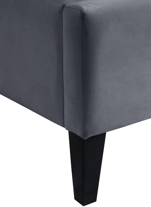 Amara Grey Velvet Upholstered Full Bed, 1 Piece (Style 2)
