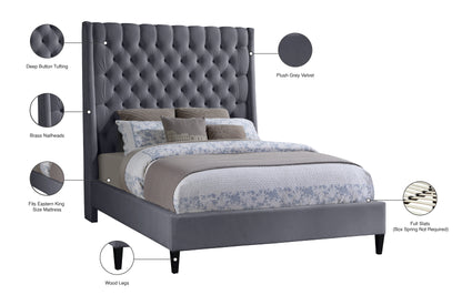 Niagara Grey Velvet King Bed K