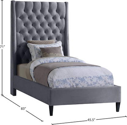 Niagara Grey Velvet Twin Bed T