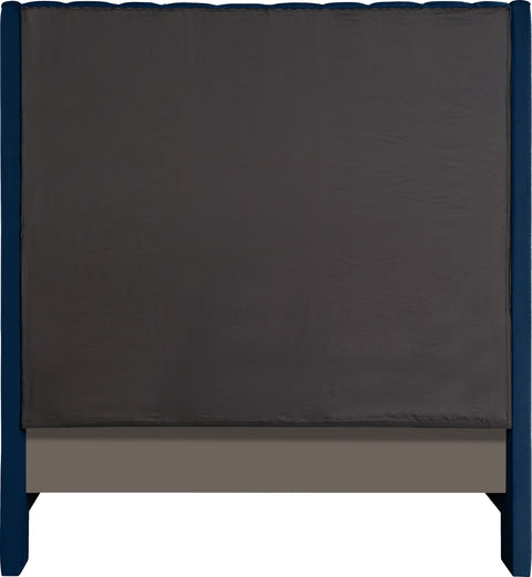 Amara Navy Velvet Upholstered Full Bed, 1 Piece (Style 2)