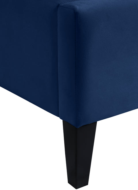 Amara Navy Velvet Upholstered Full Bed, 1 Piece (Style 2)