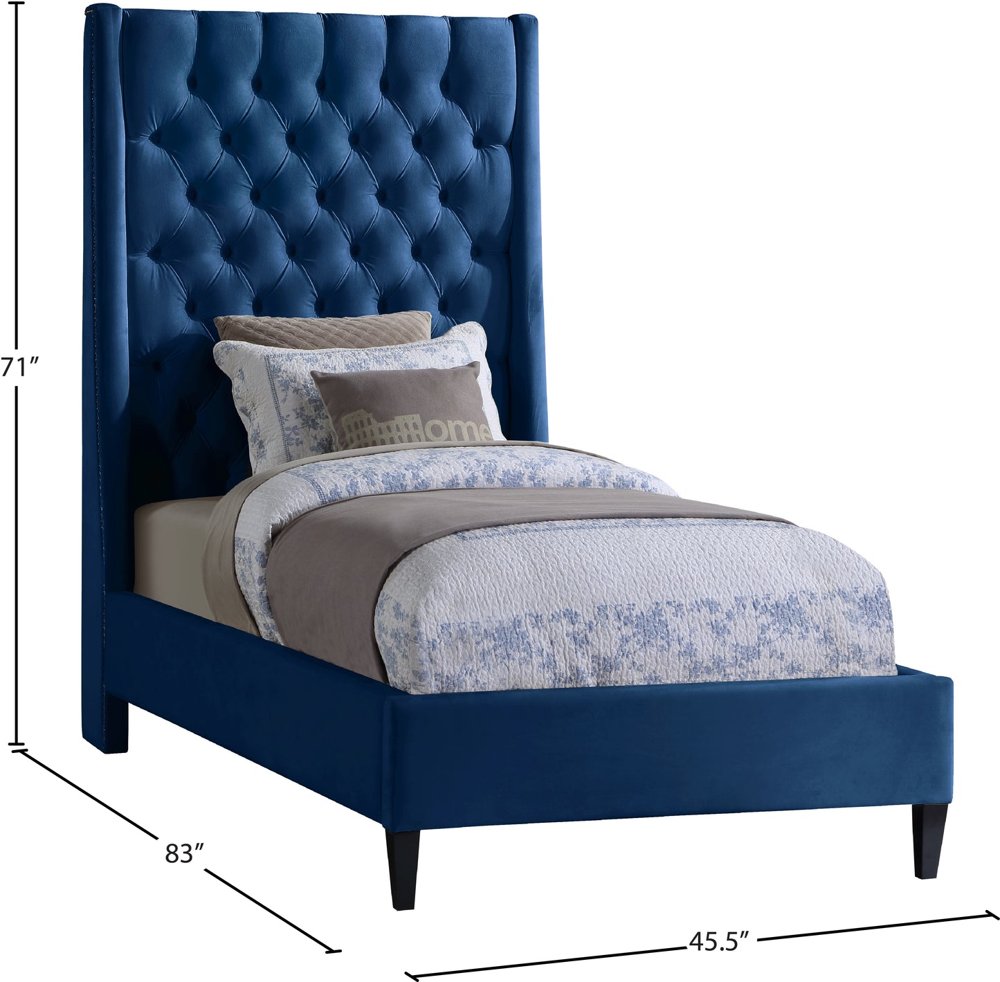 niagara navy velvet twin bed t