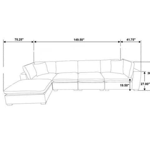 Zakiya 5-piece Upholstered Modular Sectional ChocolateDark Chocolate