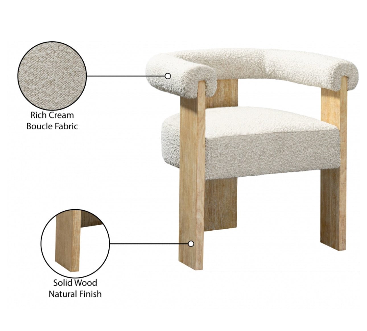 naomi creamboucle fabric natural dining chair c