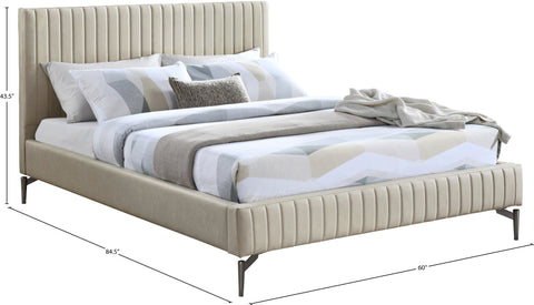 Iris Beige Vegan Leather Upholstered Full Bed, 1 Piece