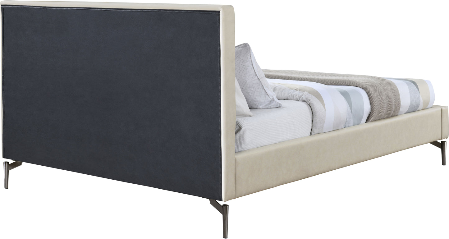 hendrix beige faux leather full bed f